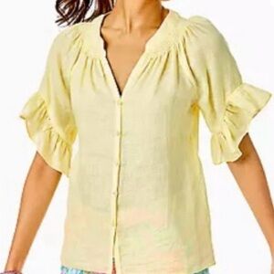 Lilly Pulitzer Yellow Linen Women's Top